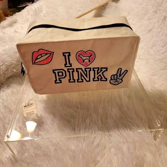PINK Victoria's Secret Accessories - NWT VINTAGE PINK makeup toiletries bag,looks like it's been used though! In EUC